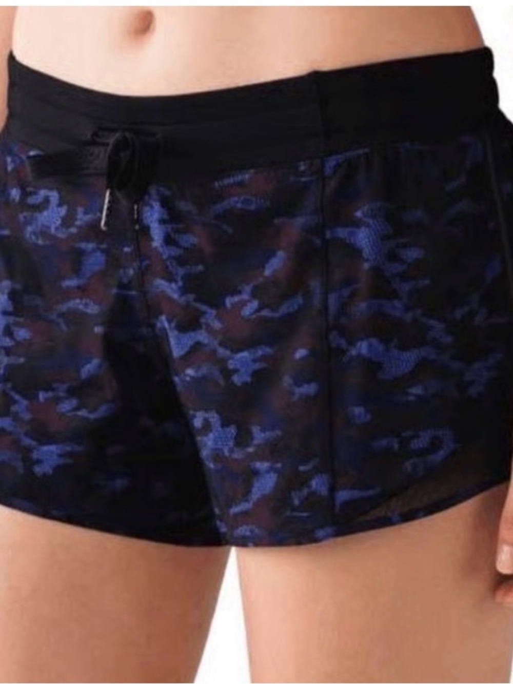 94. lululemon athletica Black & Blue Camo Running Shorts